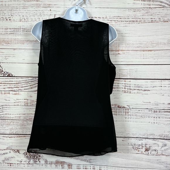 Coldwater Creek Black Tier Ruffle Sleeveless Blouse - Picture 7 of 12